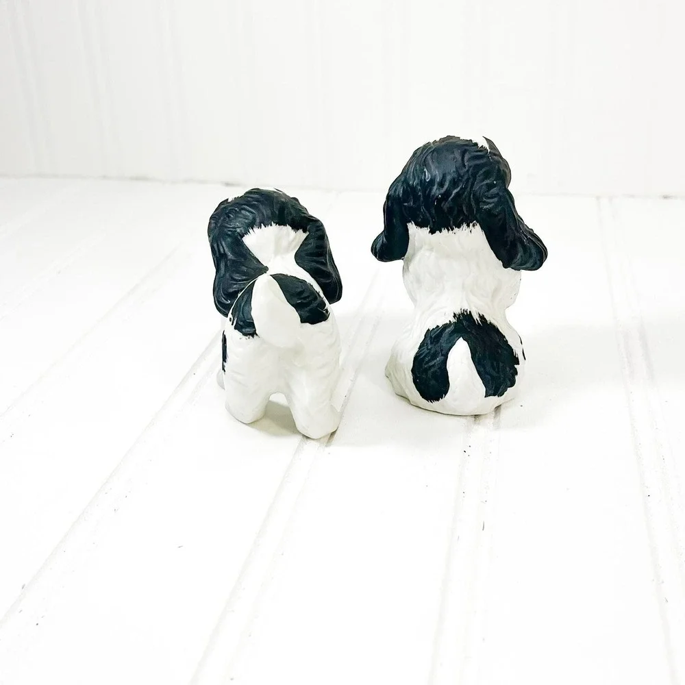 Vintage Black and White‎ Puppy Figurine Set of 2